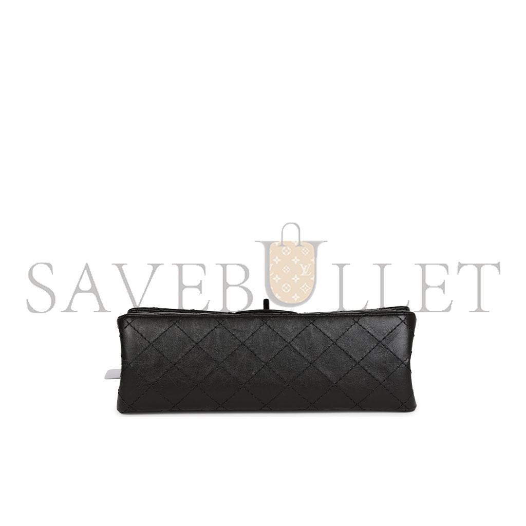Ch*el master aged calfskin quilted 2.55 reissue flap so black a37587 (28*19.5*7.5cm)